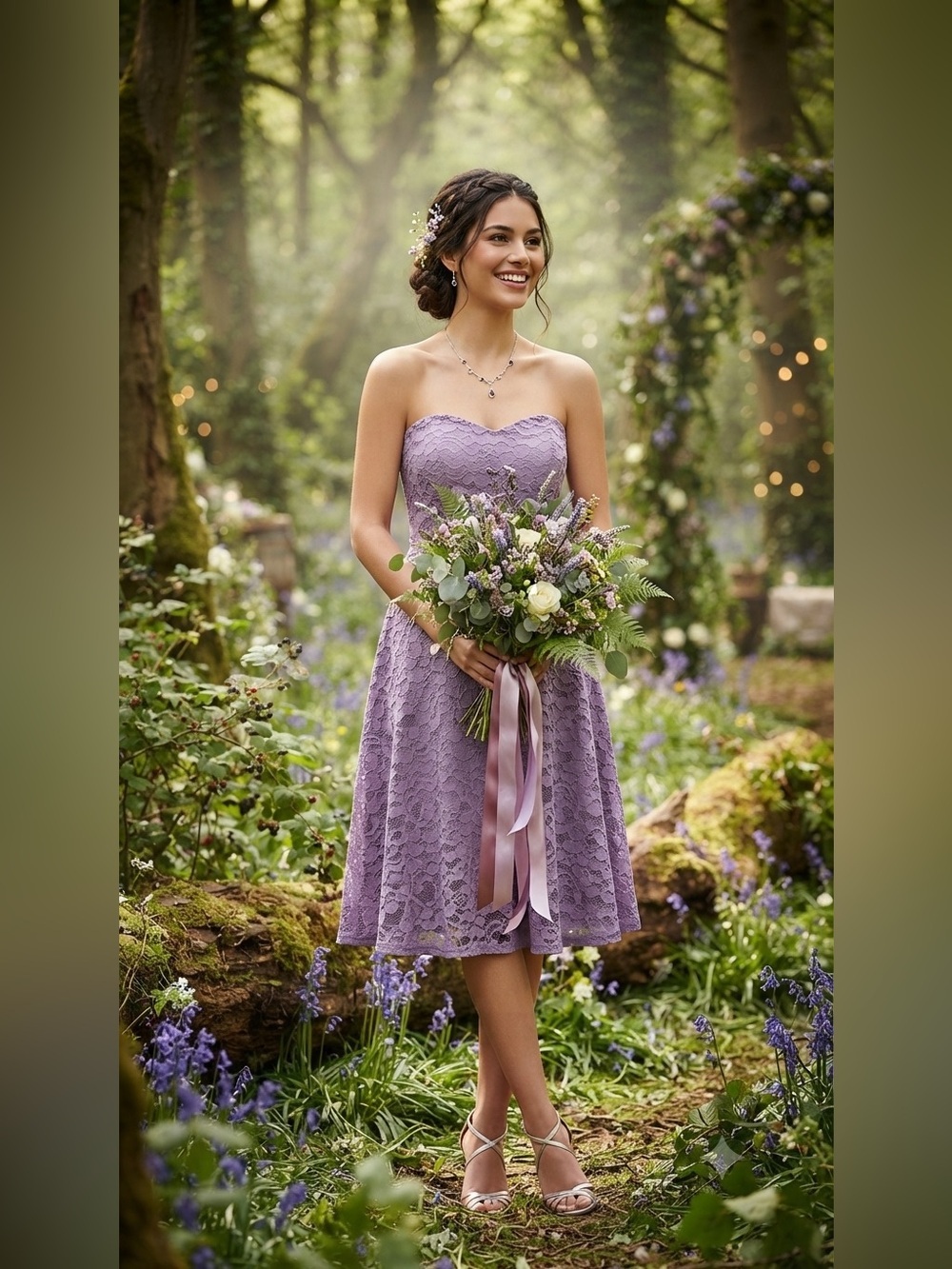 Davis bridal New no tags  size 6 Strapless Lavender Lace A-Line Dress